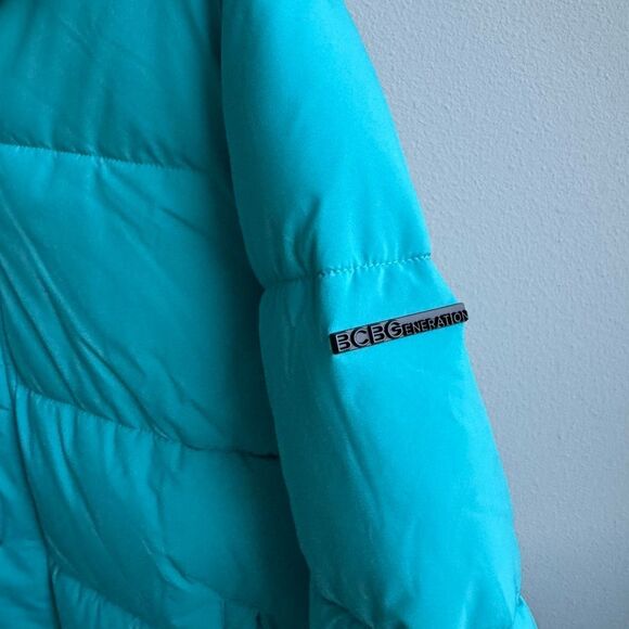 NWT BCBGeneration Water Resistant Puffer Coat Hood Size Small Aqua Blue Winter - Picture 4 of 9